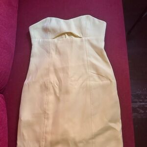 Elegant Strapless Yellow Dress